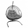 Качели-Кресло подвесное Кокон "Капля" с ротанг. 2-х местное серый (ср2) фото 45077