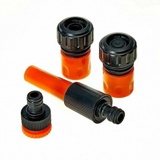 Шланг Гидроагрегат ПВХ-арм D20, 3/4", 20м, Усил. с фитингом, Жел.чер.пол. (бухта) фото 45512