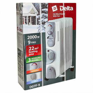 Радиатор масляный D07F-9 "DELTA", 2000 Вт, 9 секций, с вентилятором фото 42946