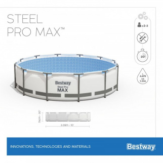 Бассейн каркасный Bestway Steel Pro Max 305х76см 4678л 56408, фильтр-насо, картридж (тип I) фото 34481
