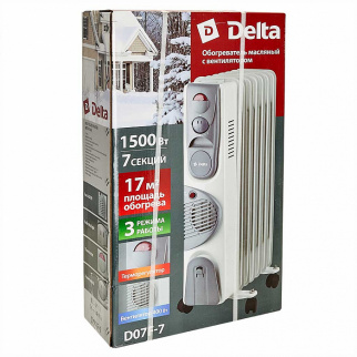 Радиатор масляный D07F-7 "DELTA", 1500 Вт, 7 секций, с вентилятором фото 42950
