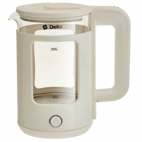 Чайник эл. DELTA DL-1112 (1.5л/1.5кВт/стекло) Белый