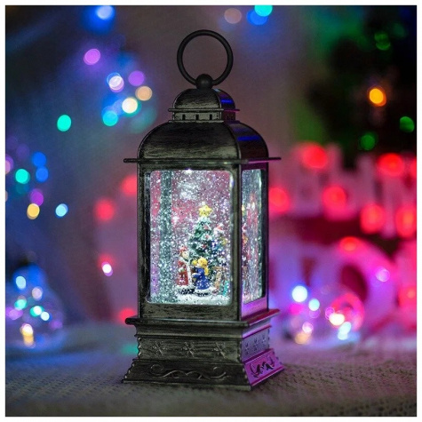 Фонарь дек. Neon-Night 501-065 с эффектом снегопада и подсветкой «Рождество», белый