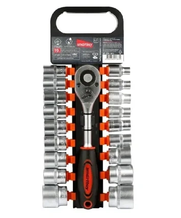 Набор инст. SMARTBUY головки с трещоткой 19пр. (SBT-SSW-19P1)